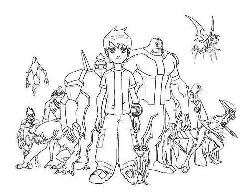 coloriage ben 10 equipe